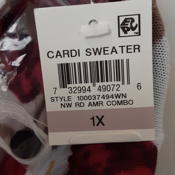 NWT Karen Scott 1X Crewneck Cardigan Sweater - Picture 3 of 4